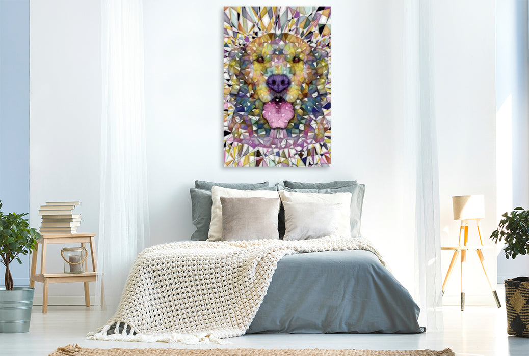 Premium Textil-Leinwand Premium Textil-Leinwand 80 cm x 120 cm  hoch Regenbogen Hund