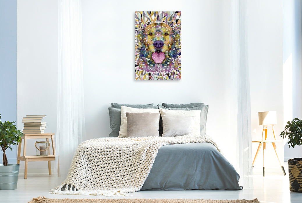 Premium Textil-Leinwand Premium Textil-Leinwand 80 cm x 120 cm  hoch Regenbogen Hund