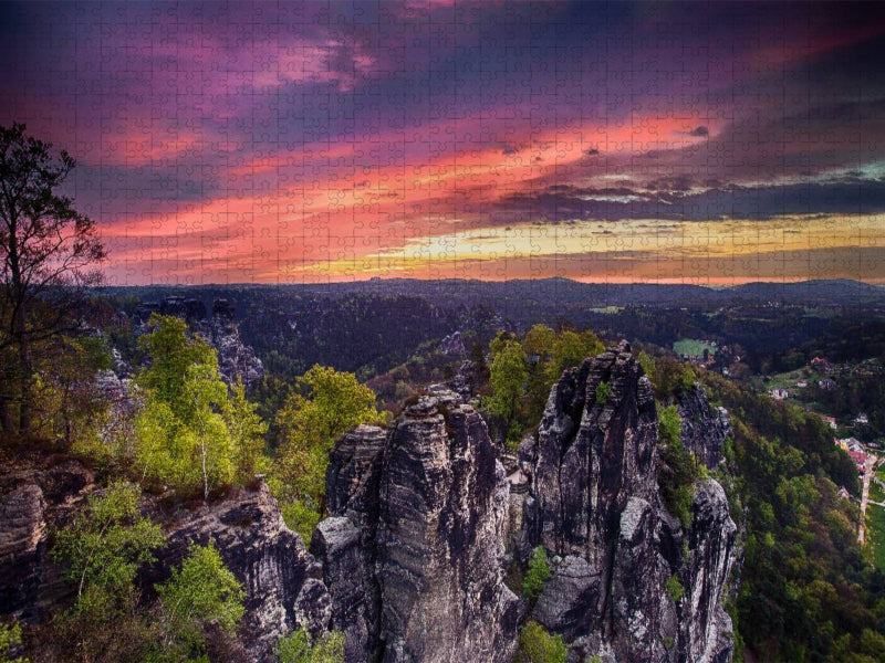 Früh morgens auf der Bastei - CALVENDO Foto-Puzzle'