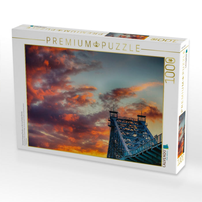 Sonnenuntergang Dresden an der Loschwitzer Brücke - CALVENDO Foto-Puzzle'