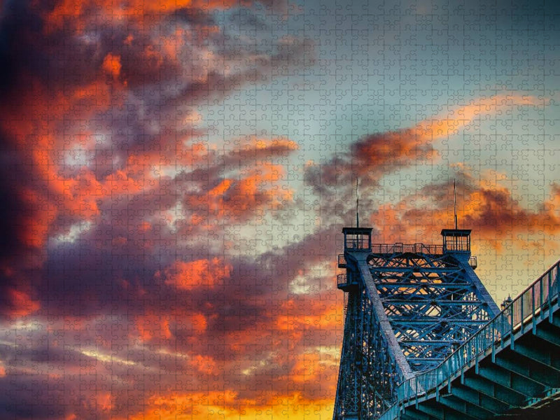 Sonnenuntergang Dresden an der Loschwitzer Brücke - CALVENDO Foto-Puzzle'