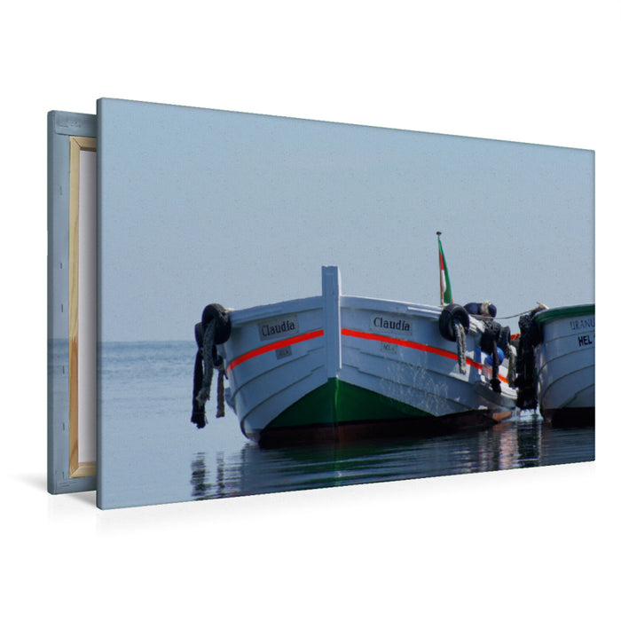 Premium Textil-Leinwand Börteboote auf Helgoland