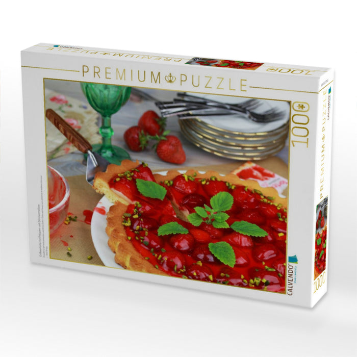 Erdbeertorte mit Pistazien und Zitronenmelisse - CALVENDO Foto-Puzzle'