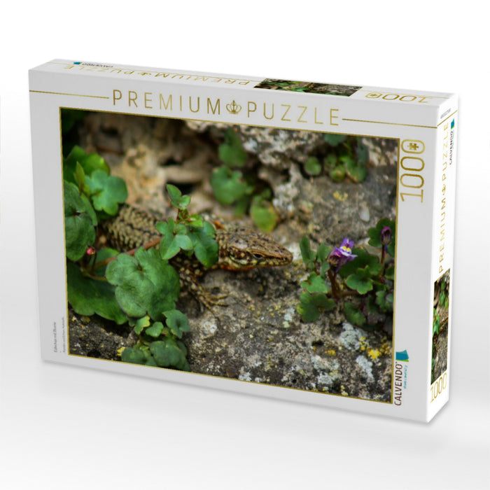 Eidechse mit Blume - CALVENDO Foto-Puzzle'