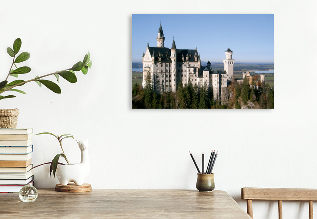 Premium textile canvas Premium textile canvas 90 cm x 60 cm landscape Neuschwanstein Castle 