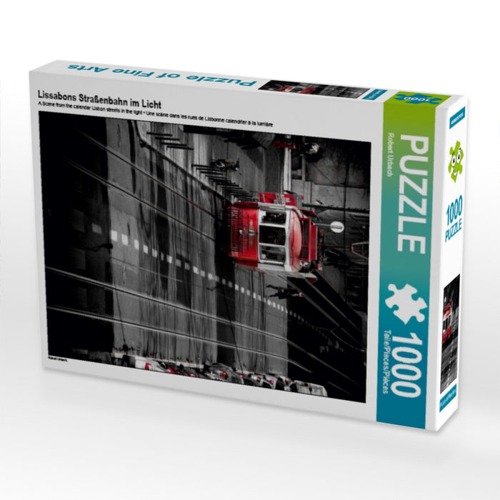 Lissabons Straßenbahn im Licht 1000 Teile Puzzle hoch - CALVENDO Foto-Puzzle'