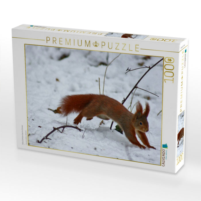 Rotes Eichhörnchen im Schnee - CALVENDO Foto-Puzzle'