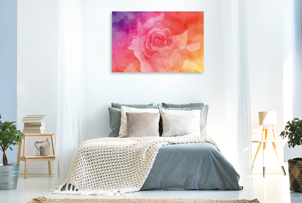 Toile textile premium Toile textile premium 120 cm x 80 cm paysage Rose colorée 