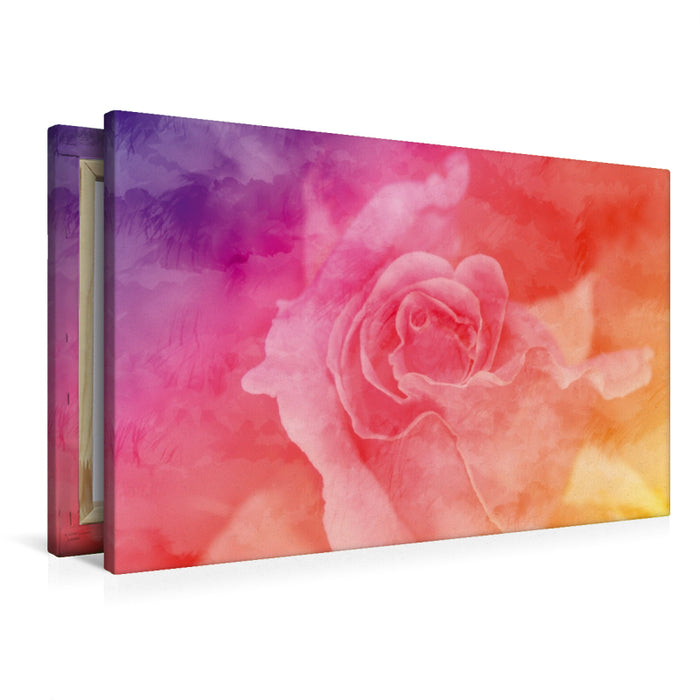 Toile textile premium Toile textile premium 120 cm x 80 cm paysage Rose colorée 