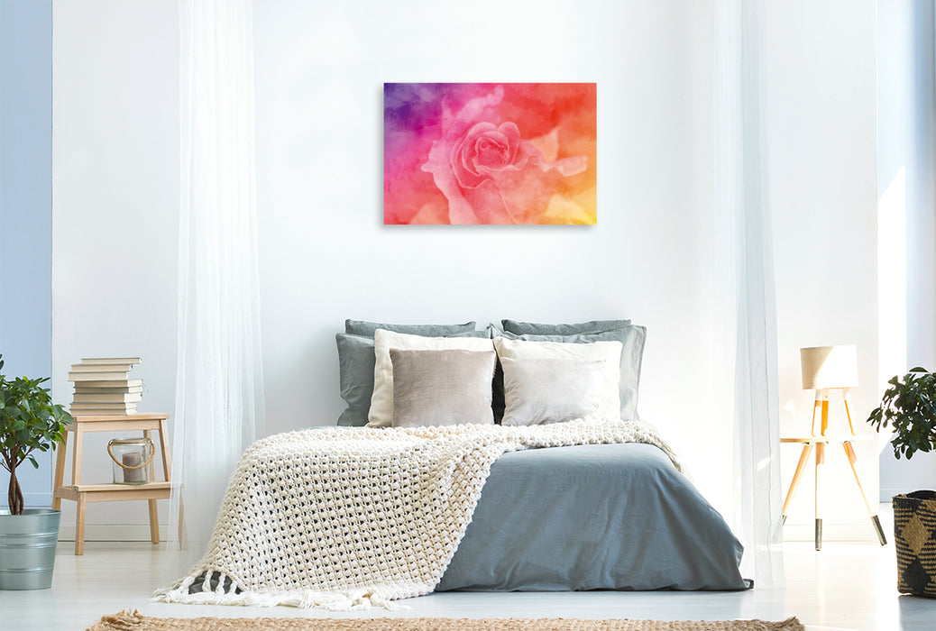 Toile textile premium Toile textile premium 120 cm x 80 cm paysage Rose colorée 