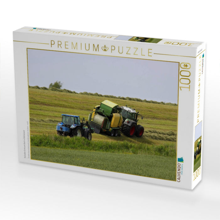 Heuballen Ernte am Deich in Ostfriesland - CALVENDO Foto-Puzzle'