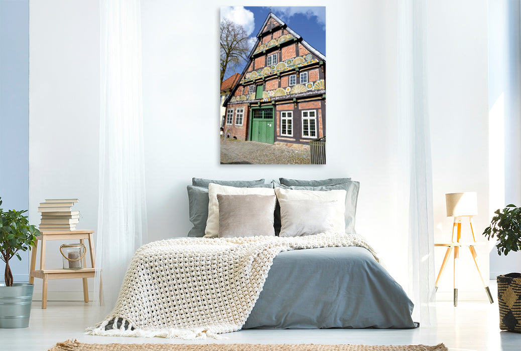 Premium Textil-Leinwand Premium Textil-Leinwand 80 cm x 120 cm  hoch Ackerbürgerhaus - Verden / Aller
