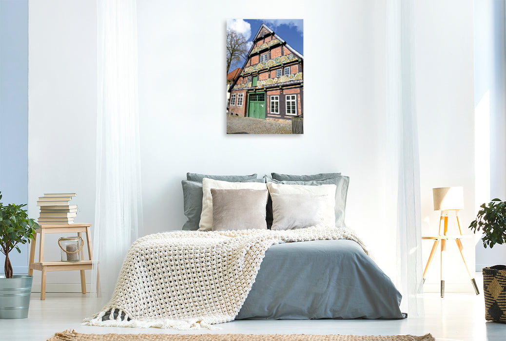 Premium Textil-Leinwand Premium Textil-Leinwand 80 cm x 120 cm  hoch Ackerbürgerhaus - Verden / Aller