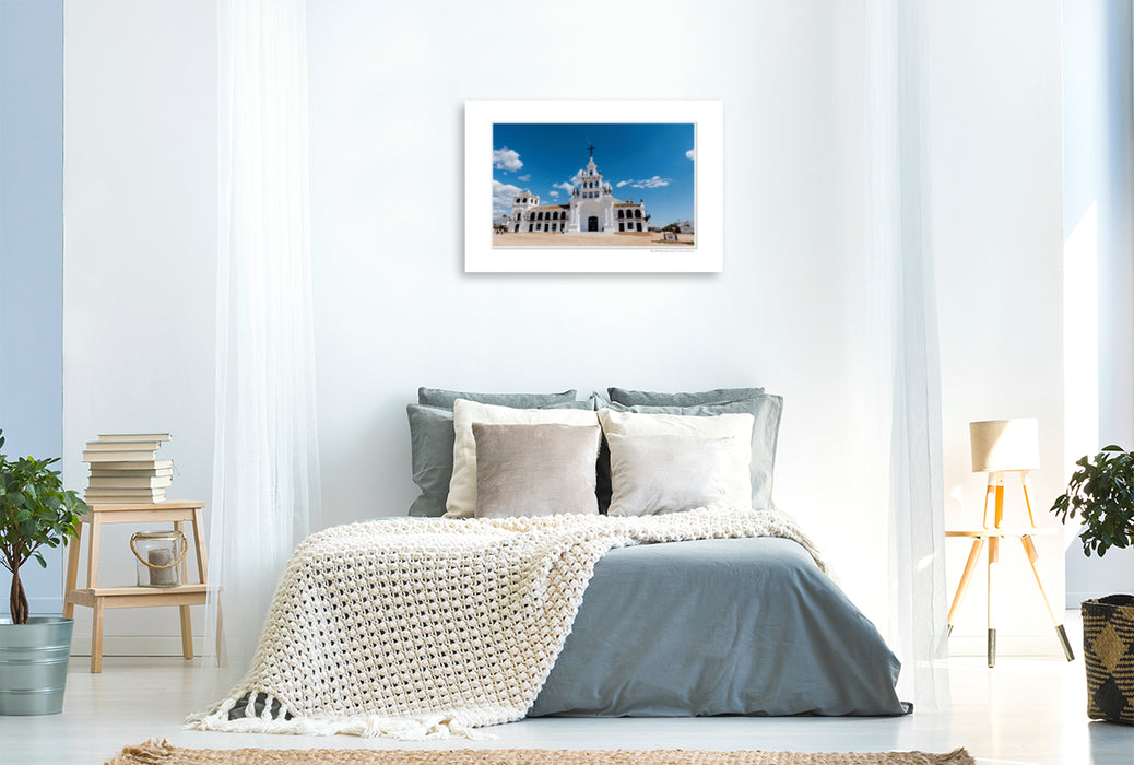 Premium Textil-Leinwand Premium Textil-Leinwand 120 cm x 80 cm quer Ein Motiv aus dem Kalender Emotionale Momente: El Rocio – Spaniens weltberühmter Wallfahrtsort.