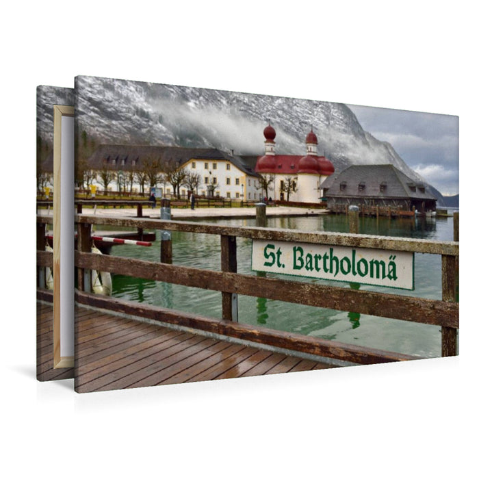 Premium Textil-Leinwand Schiffsanleger in St. Bartholomä