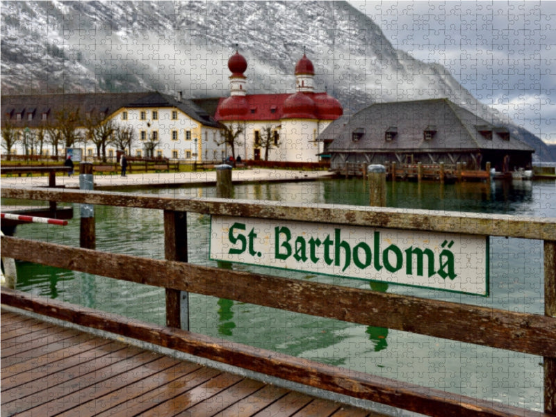 Schiffsanleger in St. Bartholomä 1000 Teile Puzzle quer - CALVENDO Foto-Puzzle'