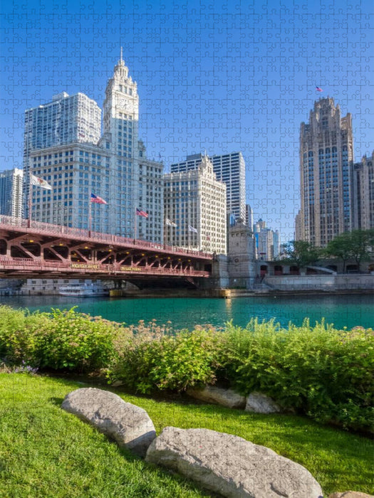 Chicago River und DuSable Bridge - CALVENDO Foto-Puzzle'