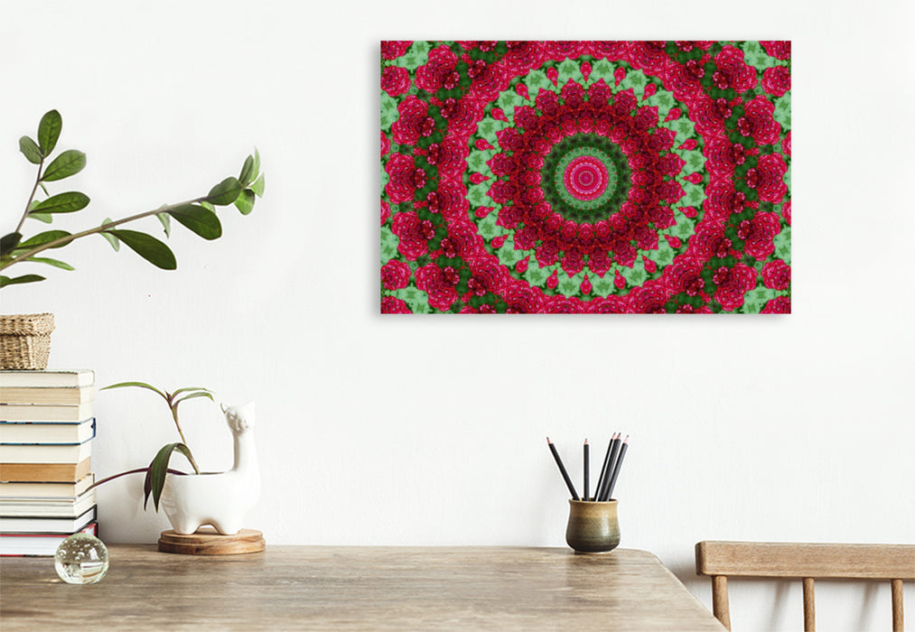 Premium Textil-Leinwand Premium Textil-Leinwand 75 cm x 50 cm quer Blumen Mandala - Kaleidoskop