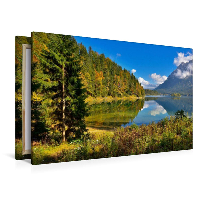Premium Textil-Leinwand Goldener Herbst am Eibsee
