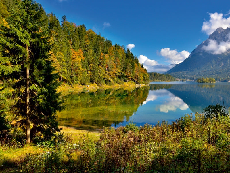Goldener Herbst am Eibsee 1000 Teile Puzzle quer - CALVENDO Foto-Puzzle'