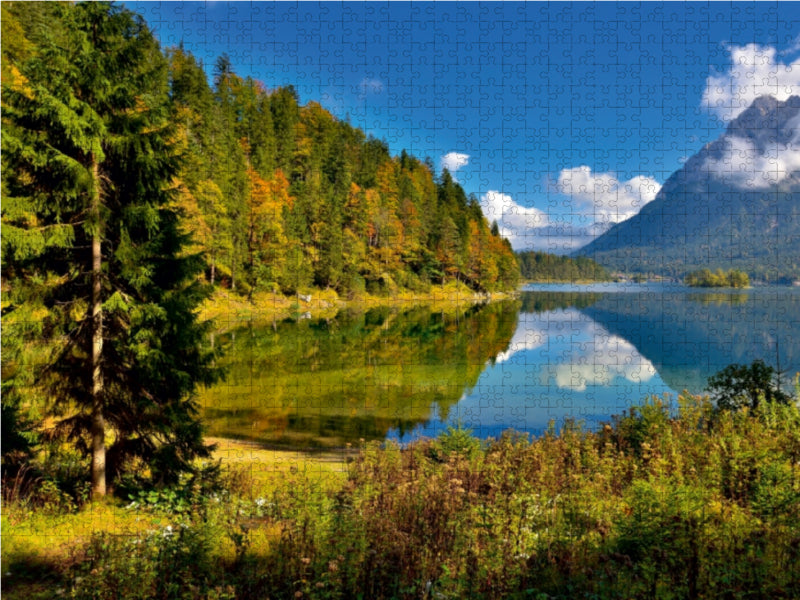 Goldener Herbst am Eibsee 1000 Teile Puzzle quer - CALVENDO Foto-Puzzle'
