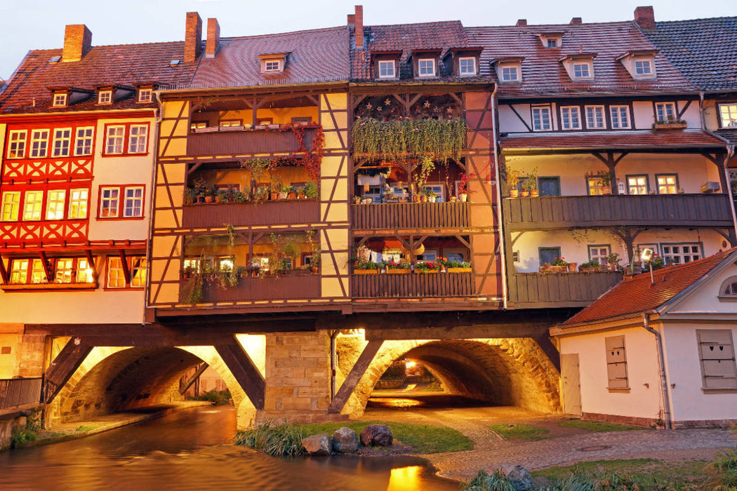 Premium Textil-Leinwand Erfurts Krämerbrücke