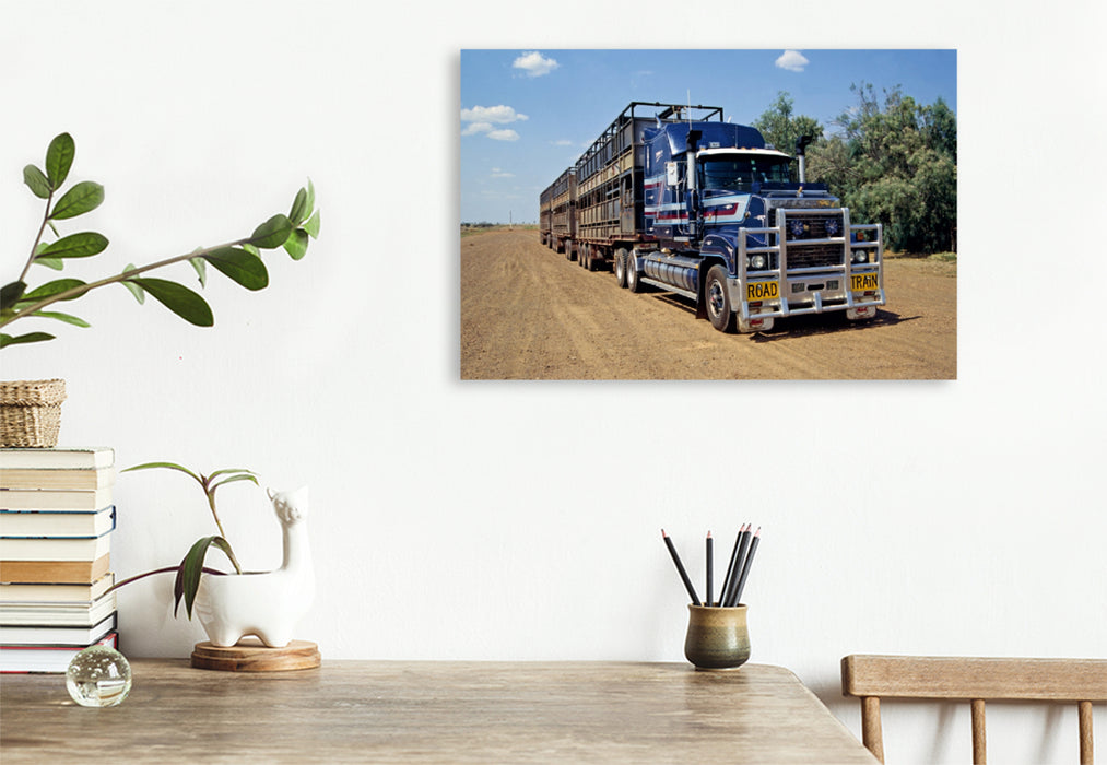 Premium Textil-Leinwand Premium Textil-Leinwand 90 cm x 60 cm quer Road Train, Outback, Northern Territorries