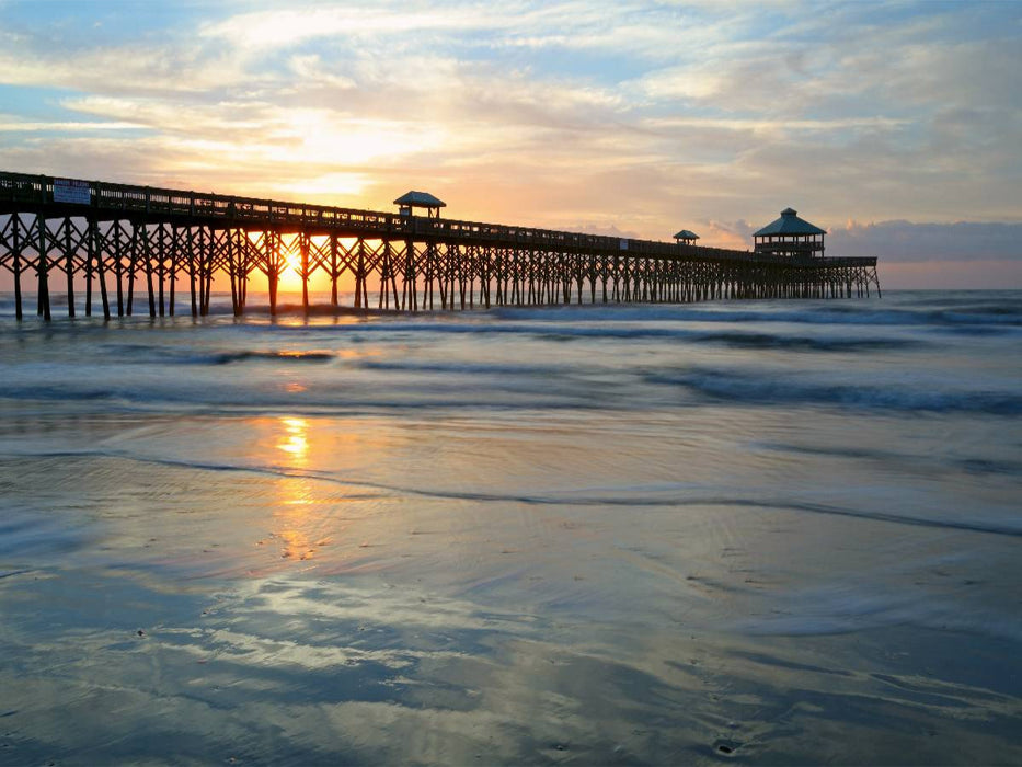 Folly Beach Pier bei Sonnenaufgang, Charleston, South Carolina, USA - CALVENDO Foto-Puzzle'