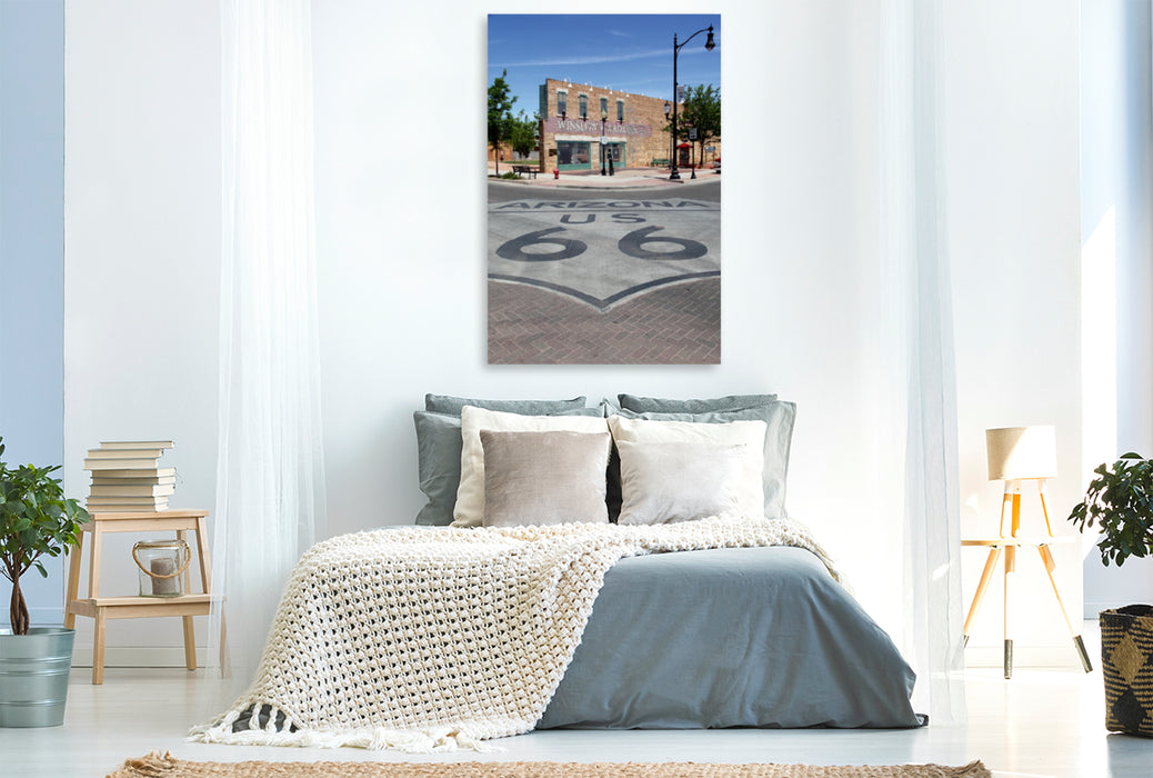 Premium Textil-Leinwand Premium Textil-Leinwand 80 cm x 120 cm  hoch Stehend auf einer Ecke in Winslow Arizona, The Eagles, Winslow, Arizona