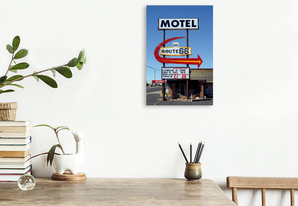 Premium Textil-Leinwand Premium Textil-Leinwand 80 cm x 120 cm  hoch Motel Route 66, Kingman, Arizona