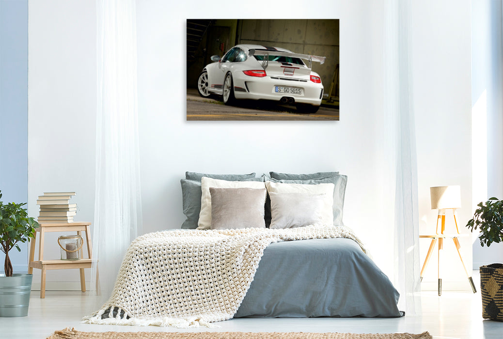 Toile textile haut de gamme Toile textile haut de gamme 120 cm x 80 cm de diamètre Un motif du calendrier Porsche GT3RS 4.0 