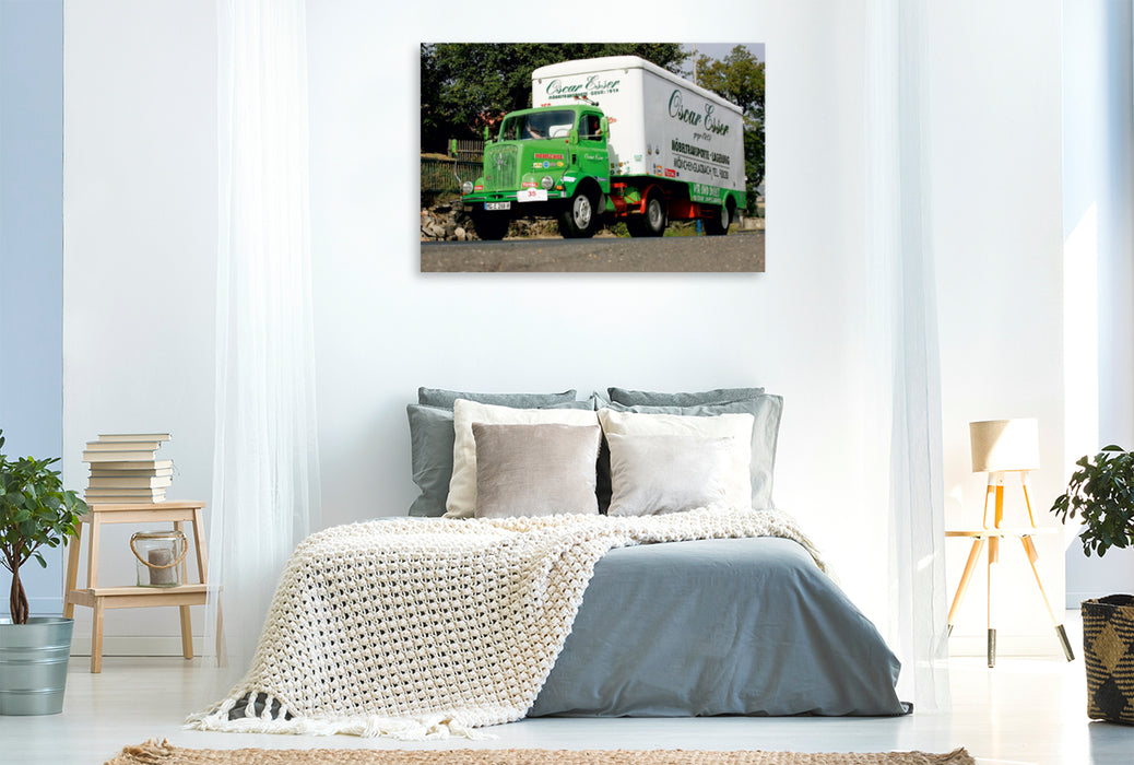 Toile textile haut de gamme Toile textile haut de gamme 120 cm x 80 cm de large Un motif du calendrier Classic Trucks 