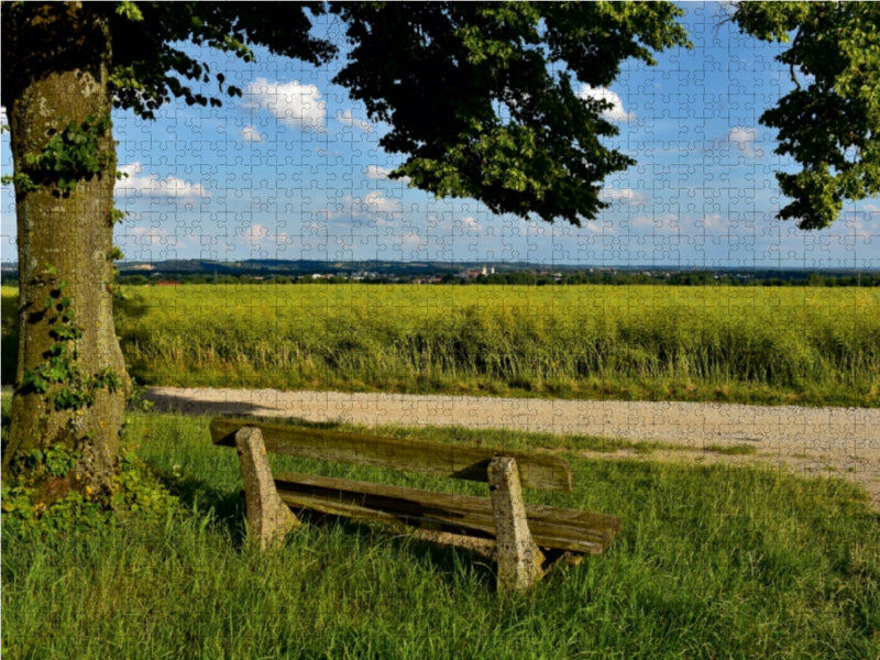 Bank mit Ausblick nach Moosburg 1000 Teile Puzzle quer - CALVENDO Foto-Puzzle'
