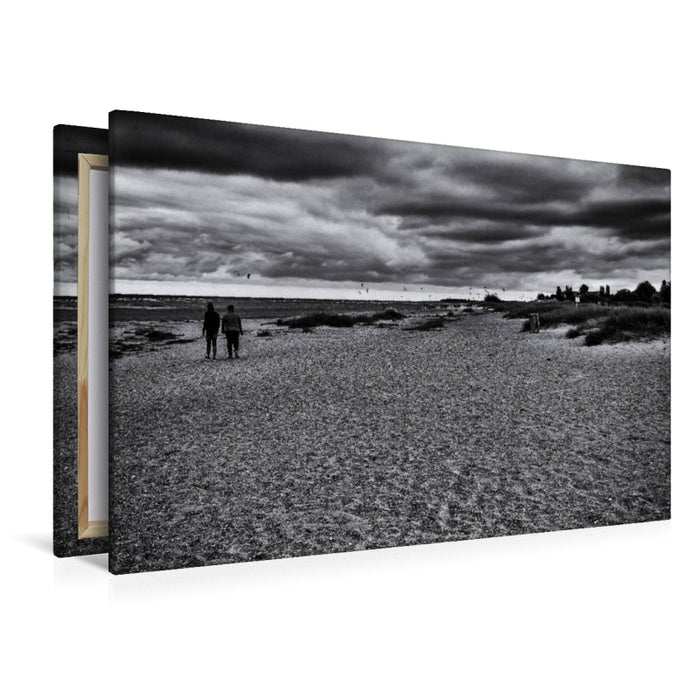 Premium Textil-Leinwand Kitesurfer am Strand