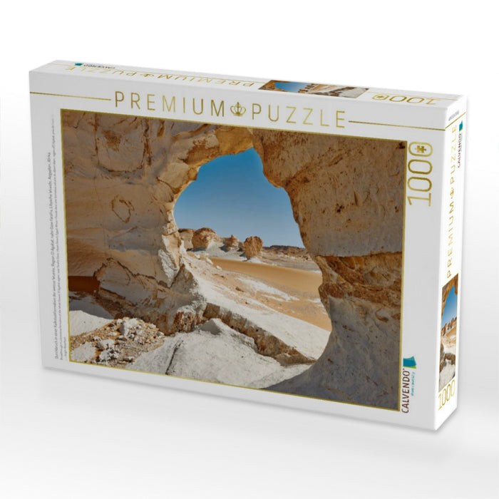 Durchbruch in einer Kalksteinformation der weisse Wueste, Region El Agabat, nahe Oase Farafra, Libysche Wueste, Aegypten, Afrika - CALVENDO Foto-Puzzle'