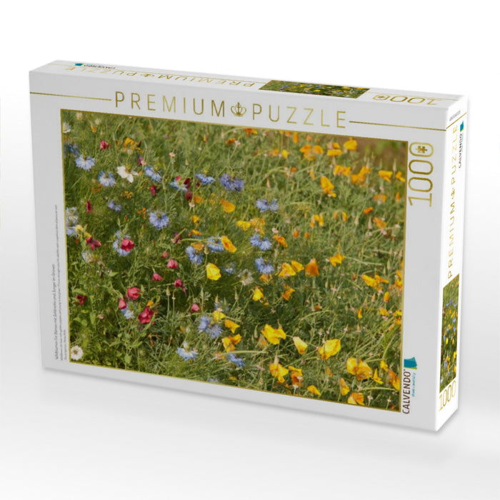 Wildblumen für Bienen mit Goldmohn und Junger im Grünen - CALVENDO Foto-Puzzle'