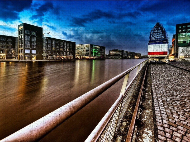 Innenhafen bei Nacht - CALVENDO Foto-Puzzle'