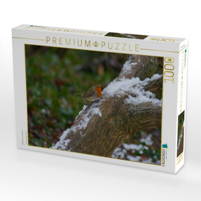 Rotkehlchen im Winter - CALVENDO Foto-Puzzle'
