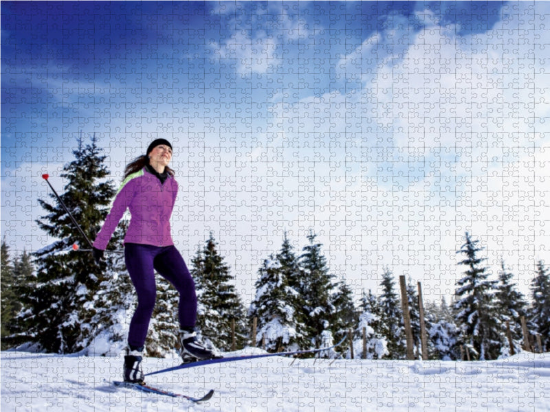 Skaterin im Thüringer Wald 1000 Teile Puzzle quer - CALVENDO Foto-Puzzle'