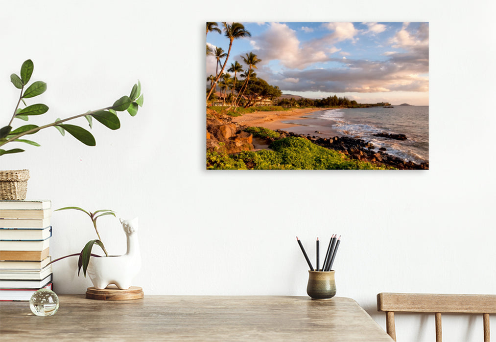 Premium Textil-Leinwand Premium Textil-Leinwand 90 cm x 60 cm quer Kihei Beach - Maui Hawaii