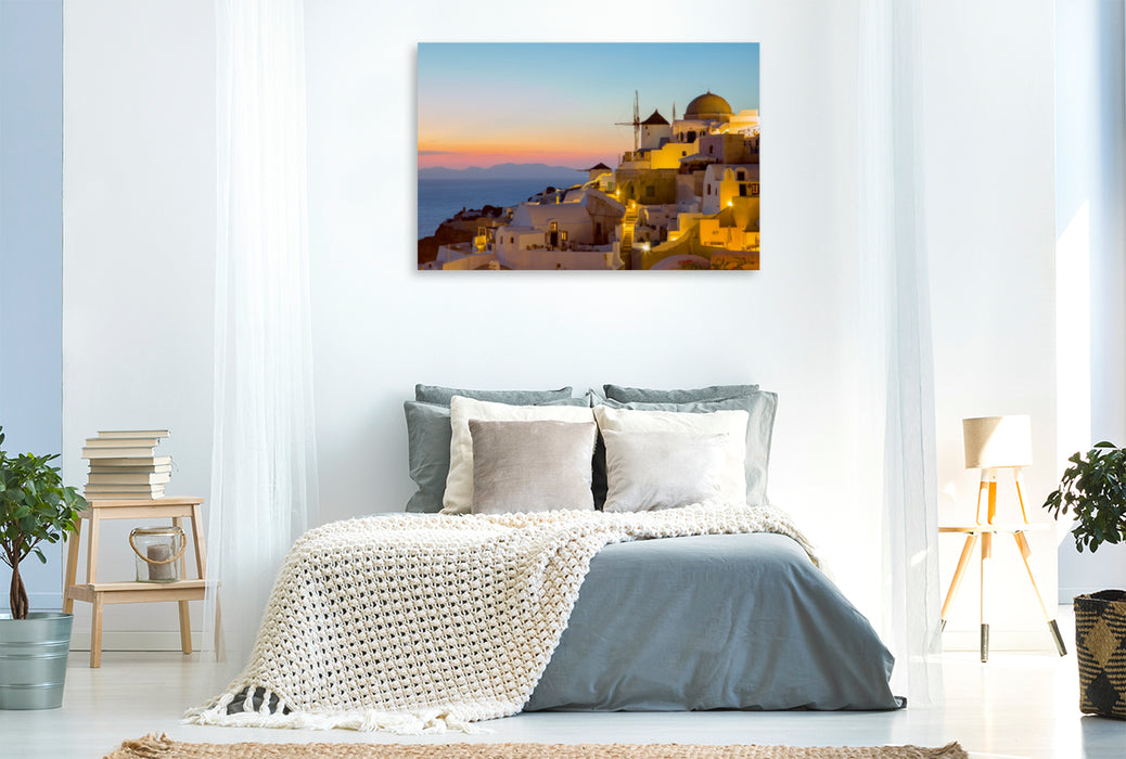 Toile textile premium Toile textile premium 120 cm x 80 cm paysage Un motif du calendrier Île de Lumière - Santorin