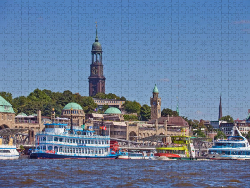 HAMBURG Landungsbrücken und Michel - CALVENDO Foto-Puzzle'