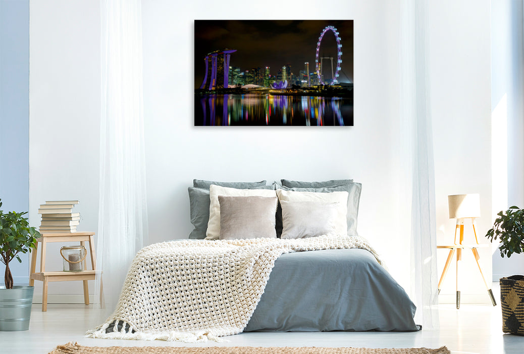 Premium Textil-Leinwand Premium Textil-Leinwand 120 cm x 80 cm quer Die Einzigartige Singapur Skyline