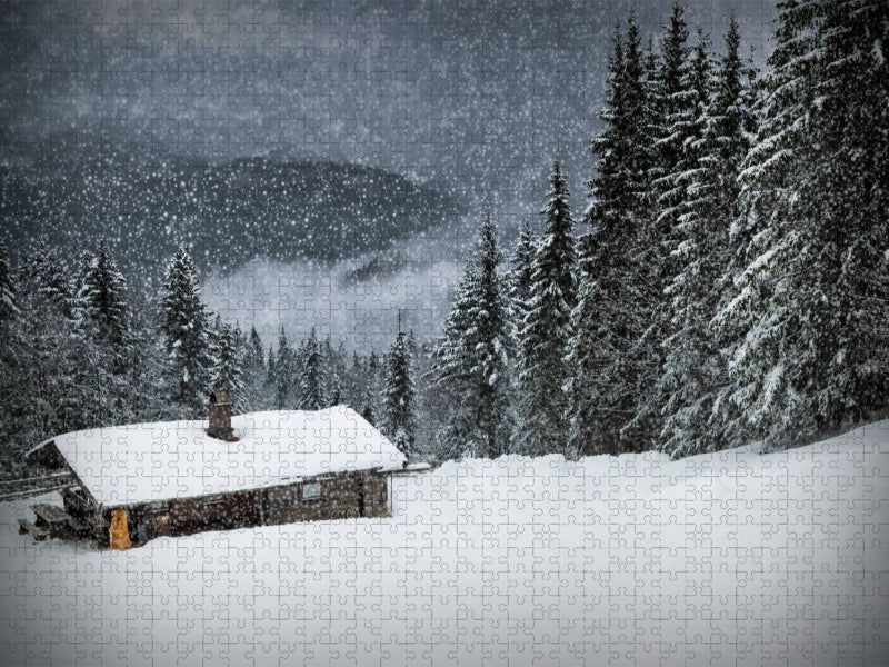 Wintermärchen HEMMERSUPPENALM II (schwarz) - CALVENDO Foto-Puzzle'