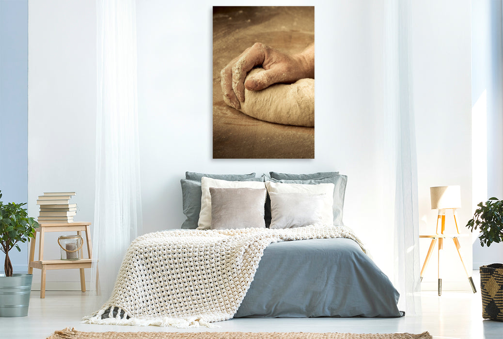 Premium Textil-Leinwand Premium Textil-Leinwand 80 cm x 120 cm  hoch Ein Motiv aus dem Kalender Emotionale Momente: Brot und Kaffee Impressionen