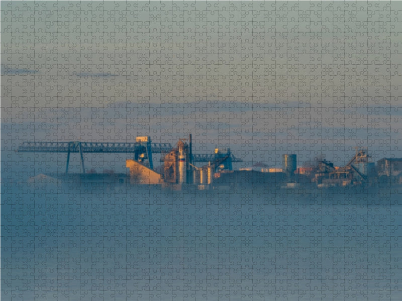 Luitpoldhafen in the morning fog - CALVENDO photo puzzle 