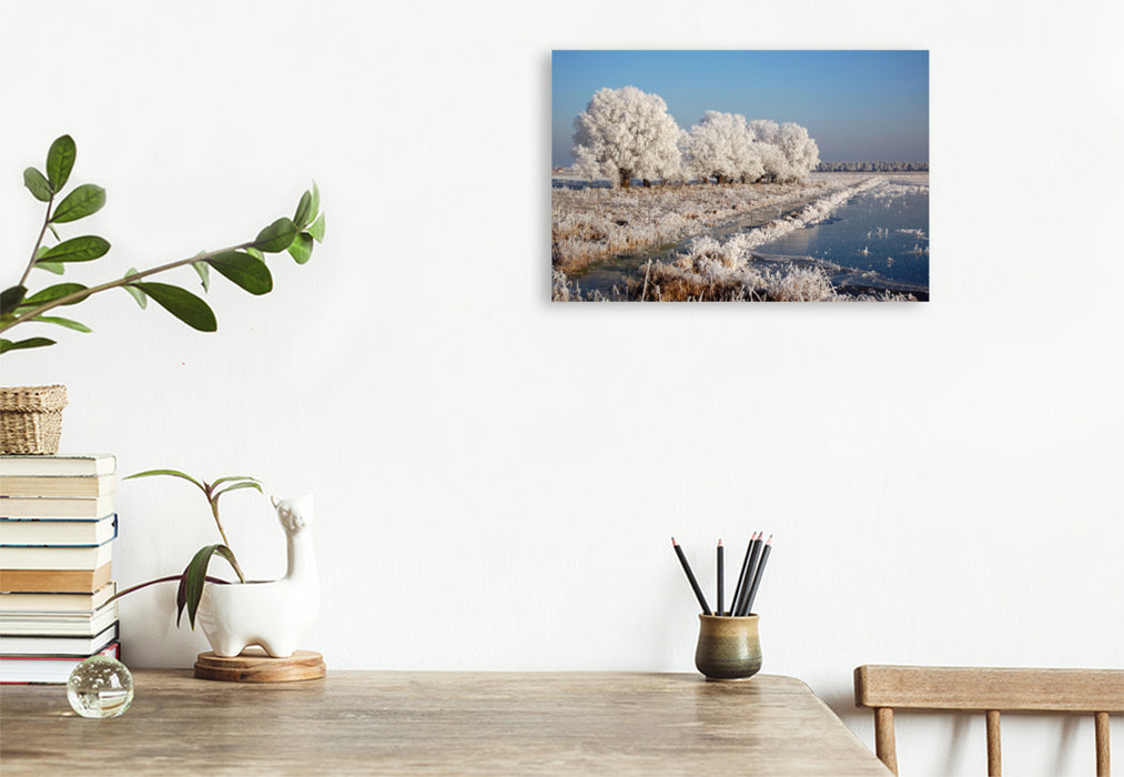 Premium textile canvas Premium textile canvas 45 cm x 30 cm across Hoarfrost weather in Havelland 