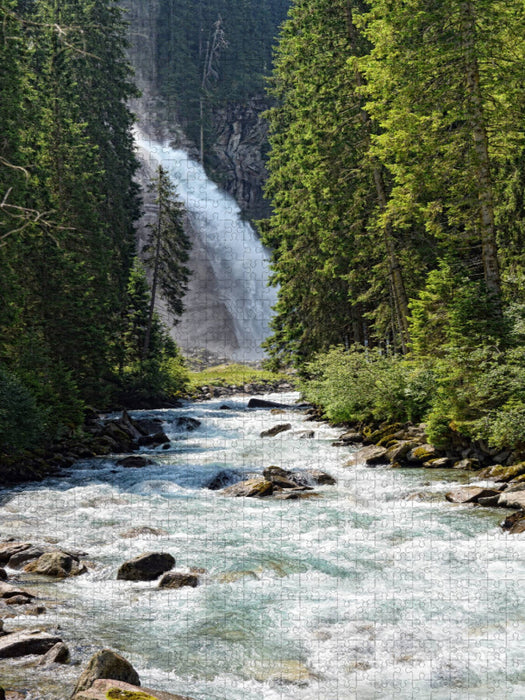 Krimmler Ache mit unterem Wasserfall - CALVENDO Foto-Puzzle'