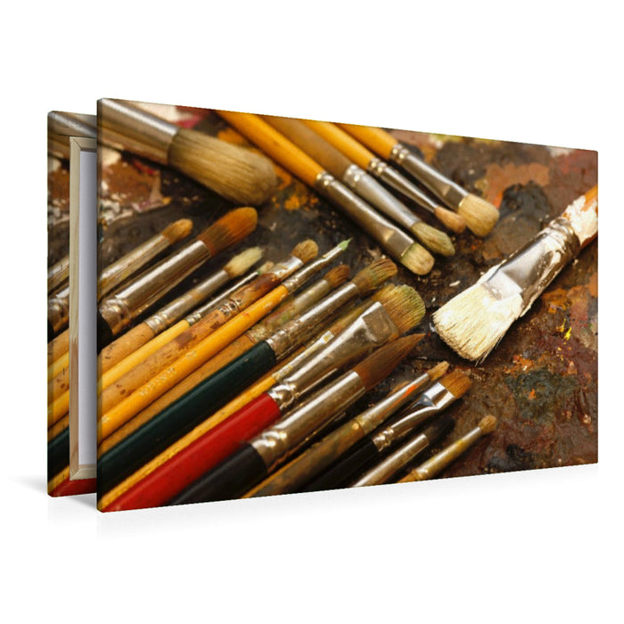 Premium Textil-Leinwand Pinsel auf der Palette