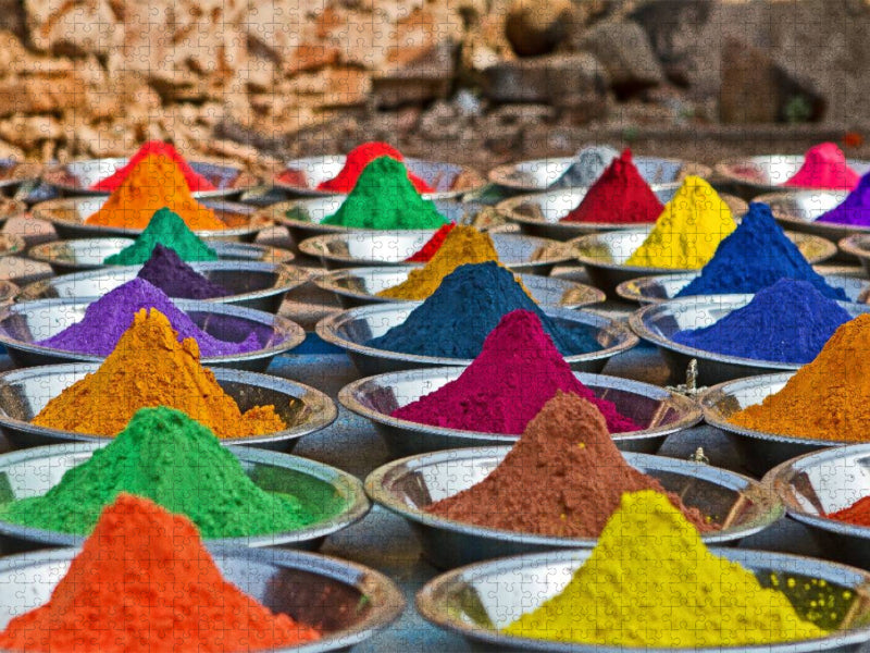 Marktstand mit Farbpulvern - Indien - CALVENDO Foto-Puzzle'